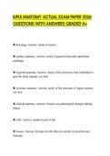 IUPUI ANATOMY ACTUAL EXAM PAPER 2026 QUESTIONS WITH ANSWERS GRADED A&plus;