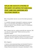 KAPLAN AND SADOCK'S SYNOPSIS OF PSYCHIATRY 12TH EDITION TEST BANK EXAM STUDY GUIDE 2026 QUESTIONS WITH SOLUTIONS GRADED A&plus;
