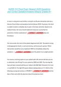 NURS 310 Final Exam Newest 2026 Questions  and Correct Detailed Answers Already Graded A&plus; 