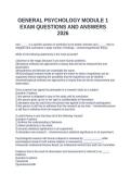 GENERAL PSYCHOLOGY MODULE 1 EXAM QUESTIONS AND ANSWERS 2026