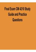 Final Exam CM 4210 Study Guide and Practice Questions Questions and Answers Complete Test Bank 2025&sol; 2026
