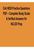 Exit HESI Practice Questions PDF Complete Study Guide and Verified Answers for NCLEX Prep Questions and Answers 2025&sol; 2026