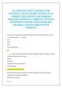 ILLINOIS SECURITY CONTRACTOR  LICENSING EXAM 2026&sol;2027 WITH ACTUAL  CORRECT QUESTIONS AND VERIFIED  DETAILED ANSWERS &vert;CURRENTLY TESTING  QUESTIONS AND SOLUTIONS&vert;ALREADY  GRADED A&plus;&vert;NEWEST &vert;BRAND NEW  VERSION&excl;&excl;