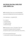 NIH STROKE 2026 FINAL PAPER STUDY GUIDE VERIFIED Q&A