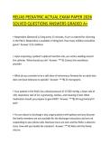 RELIAS PEDIATRIC ACTUAL EXAM PAPER 2026 SOLVED QUESTIONS ANSWERS GRADED A&plus;