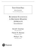 Test Bank for Business Statistics&colon; A Decision Making Approach 10th Edition David Groebner&comma; Patrick Shannon&comma; Phillip Fry&comma; All Chapters