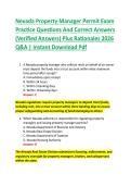 Nevada Property Manager Permit Exam  Practice Questions And Correct Answers  &lpar;Verified Answers&rpar; Plus Rationales 2026  Q&A &vert; Instant Download Pdf
