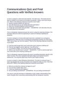 Communications Quiz and Final Questions with Verified Answers