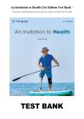 Test Bank - An Invitation to Health 21st Edition Test Bank &ndash; Comprehensive Health Education Practice Questions&comma; Solutions & Exam Prep &vert; Lisa Tunks