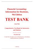 Test Bank &ndash; Financial Accounting&colon; Information for Decisions&comma; 9th Edition &ndash; John Wild &ndash; ISBN 9781259917042 &lpar;Full Chapters 1&ndash;13 Covered&rpar;