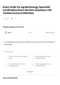 Exam Guide for Agritechnology Specialist Certification&sol;Exam Revision Questions with Verified Answers&sol;100&percnt;Pass