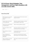 FE Civil Exam&colon; Study Strategies&comma; Time Management&comma; and Core Topics Questions with Accurate Answers 100&percnt;