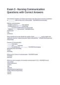 Exam 3 - Nursing Communication Questions with Correct Answers