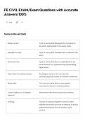 FE CIVIL EXAM&sol;Exam Questions with Accurate Answers 100&percnt;
