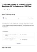 FE Mechanical Exam Terms&sol;Exam Revision Questions with Verified Answers&sol;100&percnt;Pass