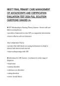 NR577 FINAL PRIMARY CARE MANAGEMENT OF ADOLESCENTS AND CERTIFICATION EVALUATION TEST 2026 FULL SOLUTION QUESTIONS GRADED A&plus;