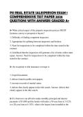 PSI REAL ESTATE SALESPERSON EXAM 1 COMPREHENSIVE TEST PAPER 2026 QUESTIONS WITH ANSWERS GRADED A&plus;
