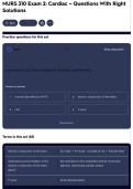 NURS 310 Exam 2&colon; Cardiac &ndash; Questions With Right Solutions
