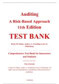 Test Bank &ndash; Auditing&colon; A Risk-Based Approach&comma; 11th Edition &ndash; Karla M&period; Zehms&comma; Audrey A&period; Gramling&comma; & Larry E&period; Rittenberg &ndash; ISBN 9781337619455 &lpar;Full Chapters 1&ndash;15 Covered&rpar;