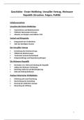 Geschichte Zusammenfassung - Erster Weltkrieg&comma; Versailler Vertrag&comma; Weimarer Republik &lpar;Ursachen&comma; Folgen&comma; Politik&rpar;