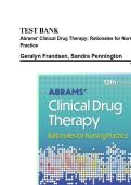 Test Bank &vert; Abrams&rsquo; Clinical Drug Therapy&colon; Rationales for Nursing Practice 13th Edition &lpar;North American&rpar; &vert; Geralyn Frandsen & Sandra Pennington &vert; Verified Q&A &vert; Updated 2025 &vert; A&plus; Graded