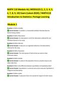 MATH 110 Module ALL MODULES &lpar;1&comma; 2&comma; 3&comma; 4&comma; 5&comma;  6&comma; 7&comma; 8&comma; 9&comma; 10&rpar; Exam &lpar;Latest-2024&rpar; &sol; MATH110  Introduction to Statistics&colon; Portage Learning