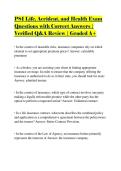 PSI Life&comma; Accident&comma; and Health Exam Questions with Correct Answers &vert; Verified Q&A Review &vert; Graded A&plus;