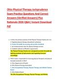Ohio Physical Therapy Jurisprudence  Exam Practice Questions And Correct  Answers &lpar;Verified Answers&rpar; Plus  Rationale 2026 Q&A&vert; Instant Download  Pdf 