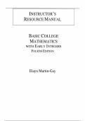 Instructor's Resource Manual for Basic College Mathematics with Early Integers&comma; 4th edition by Elayn Martin-Gay&comma; Chapter 1-9 &vert; All Chapters