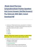 Rhode Island Pharmacy  Jurisprudence Exam Practice Questions  And Correct Answers &lpar;Verified Answers&rpar;  Plus Rationale 2026 Q&A&vert; Instant  Download Pdf  