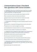 Communications Exam 2 Test Bank Sets Questions with Correct Answers