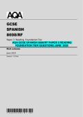 AQA GCSE Spanish 8698&sol;RF Paper 3 &ndash; Reading Foundation Tier Exam Questions &lpar;June 2025&rpar;