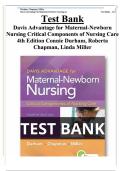 Test Bank for Davis Advantage for Maternal-Newborn Nursing&colon; The Critical Components of Nursing Care&comma; 4th Edition &ndash; Complete Questions & Answers Study Guide &vert; 2026 Updated