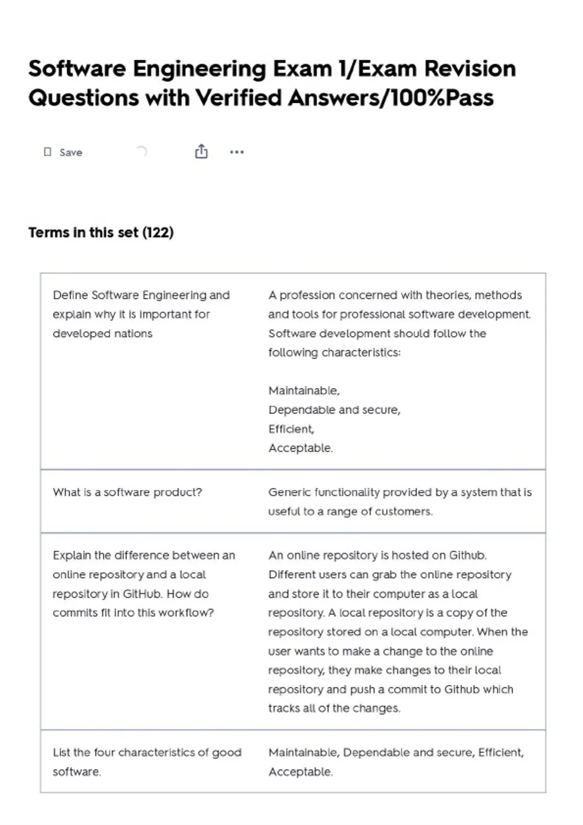Software Engineering Exam 1/Exam Revision Questions with Verified ...