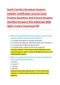 South Carolina Broadcast Systems  Installer Certification License Exam  Practice Questions And Correct Answers  &lpar;Verified Answers&rpar; Plus Rationale 2026  Q&A&vert; Instant Download Pdf 