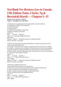 Test Bank for Business Law in Canada&comma; 13th Edition by Richard A&period; Yates&comma; Trevor Clarke&comma; Angus Ng & Teresa &lbrack;Last Name&rsqb;