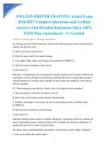 AMAZON DRIVER TRAINING Actual Exam 2026&sol;2027 Complete Questions and Verified Answers with Detailed Rationales Q&A 100&percnt; PASS Pass Guaranteed - A&plus; Graded