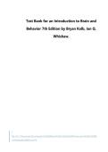 Test Bank for An Introduction to Brain and Behavior 7th Edition by Bryan Kolb