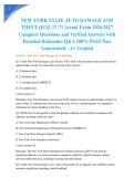 NEW YORK STATE AUTO DAMAGE AND THEFT QUIZ 17-71 Actual Exam 2026&sol;2027 Complete Questions and Verified Answers with Detailed Rationales Q&A 100&percnt; PASS Pass Guaranteed - A&plus; Graded