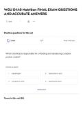 WGU D440 Nutrition FINAL EXAM QUESTIONS AND ACCURATE ANSWERS
