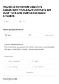 WGU D440 NUTRITION OBJECTIVE ASSESSMENT FINAL EXAM COMPLETE 300 QUESTIONS AND CORRECT DETAILED ANSWERS