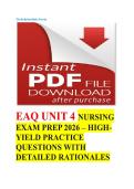 EAQ UNIT 4 NURSING EXAM PREP 2026 &ndash; HIGH- YIELD PRACTICE  QUESTIONS WITH DETAILED RATIONALES