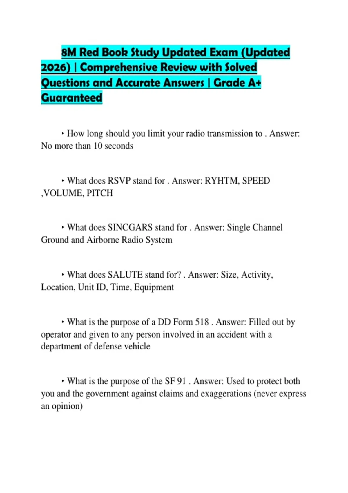 8M Red Book Study Updated Exam (Updated 2026) | Comprehensive Review ...