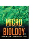 TEST BANK FOR Microbiology&colon; An Evolving Science Fifth Edition by Joan L&period; Slonczewski &comma; John W&period; Foster&comma; Erik R&period; Zinser ISBN&colon; 978-0393419962 COMPLETE GUIDE ALL CHAPTERS COVERED 100&percnt; VERIFIED A&plus; GRADE ASSURED&excl;&excl;&excl;&excl;NEW LATEST UPDATE&excl;&excl;&excl;&excl;