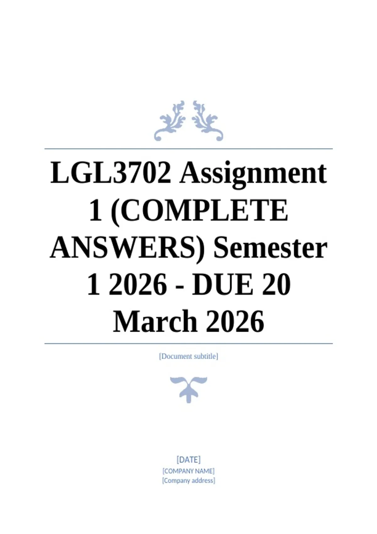 LGL3702 Assignment 1 (COMPLETE ANSWERS) Semester 1 2026 - DUE 20 March ...