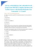 LOCAL ANESTHESIA CDCA BOARD EXAM Actual Exam 2026&sol;2027 Complete Questions and Verified Answers with Detailed Rationales Pass Guaranteed - A&plus; Graded