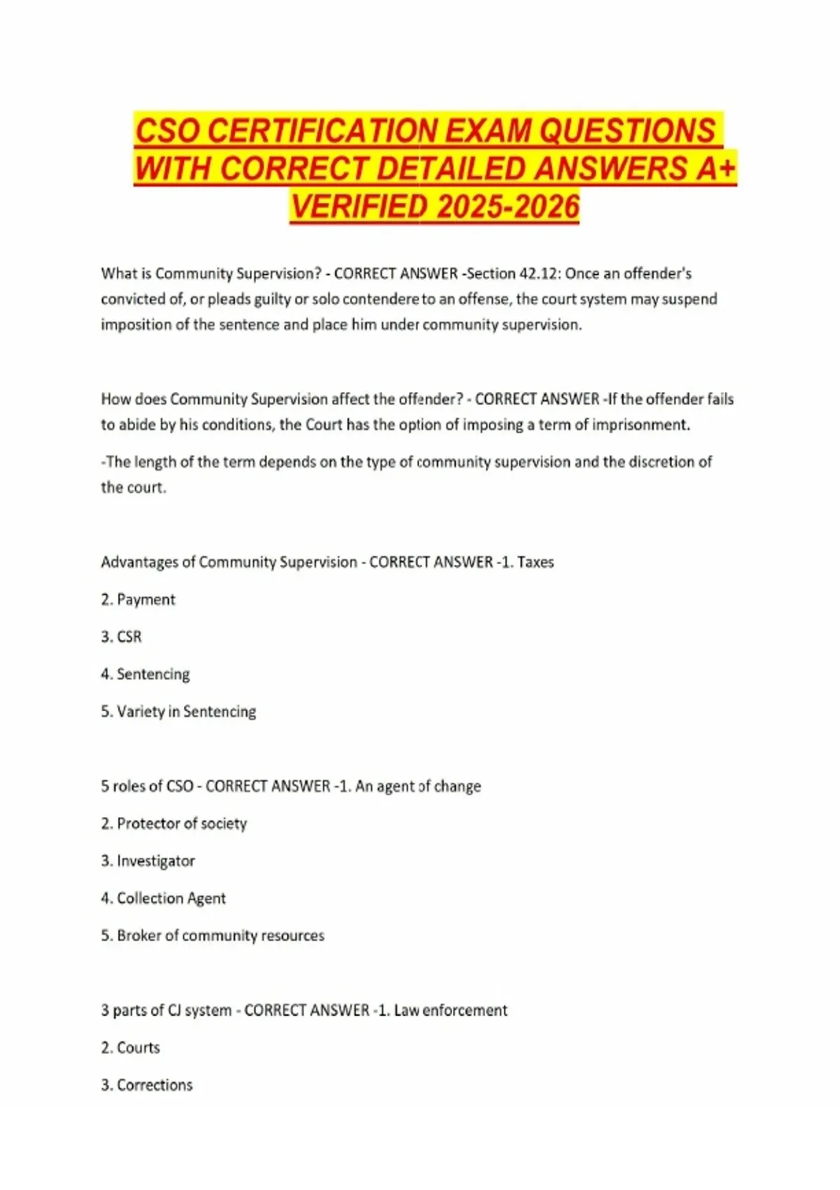 CSO Certification Exam 2025–2026 – Complete Practice Questions with ...