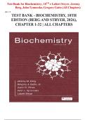 Test Bank - Biochemistry&comma; 10th Edition &lpar;Berg and Stryer&comma; 2026&rpar;&comma; Chapter 1-32 &vert; All Chapters