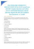 PALS PEDIATRIC EMERGENCY RESUSCITATION FINAL EXAM Actual Exam 2026&sol;2027 Complete Questions and Verified Answers with Detailed Rationales Updated Questions Aligned with 2026 AHA Guidelines Pass Guaranteed - A&plus; Graded