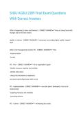 SHSU AGBU 2389 Final Exam Questions With Correct Answers